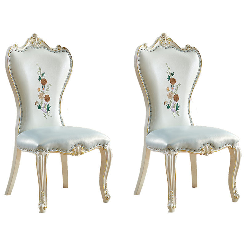 Victorian Style Dining Side Chairs Dining Armless Side Chair for Home Use White-Blue 2 Piece Set Clearhalo ' kitchen&dining_furn' 'Dining Chairs' 'Dining Tables & Seating' 'dining_chair' 'furn' 'furn_dining_chair' 'Furniture' 'furniture_dining_chair' 'Kitchen & Dining Furniture' 'kitchen' 4096542