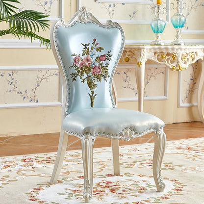 Victorian Style Dining Side Chairs Dining Armless Side Chair for Home Use Blue 1 Piece Clearhalo ' kitchen&dining_furn' 'Dining Chairs' 'Dining Tables & Seating' 'dining_chair' 'furn' 'furn_dining_chair' 'Furniture' 'furniture_dining_chair' 'Kitchen & Dining Furniture' 'kitchen' 4096544