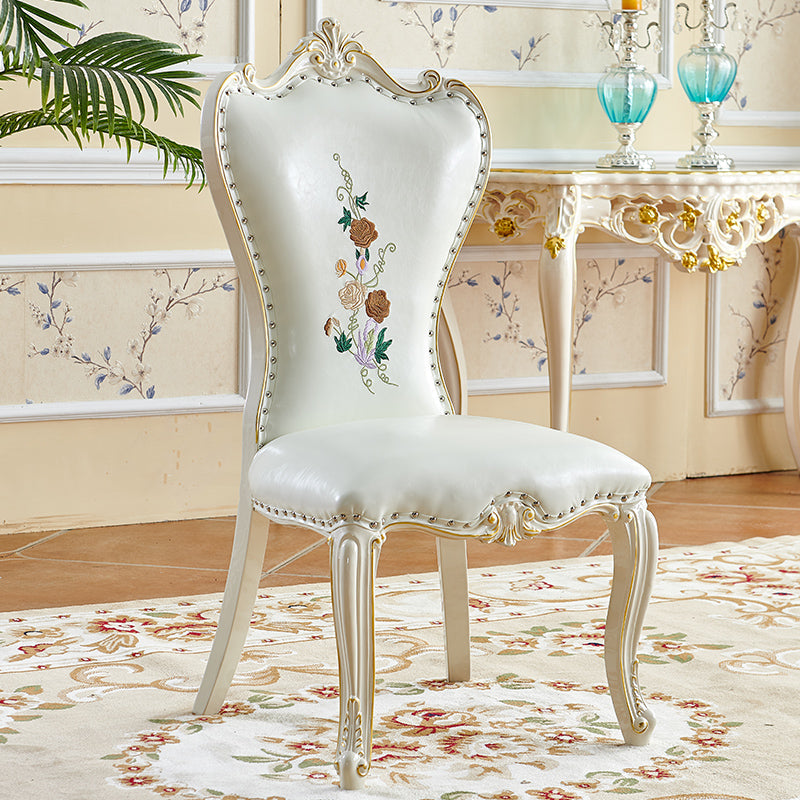 Victorian Style Dining Side Chairs Dining Armless Side Chair for Home Use Cream 1 Piece Clearhalo ' kitchen&dining_furn' 'Dining Chairs' 'Dining Tables & Seating' 'dining_chair' 'furn' 'furn_dining_chair' 'Furniture' 'furniture_dining_chair' 'Kitchen & Dining Furniture' 'kitchen' 4096547