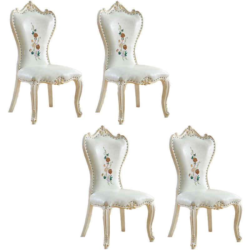 Victorian Style Dining Side Chairs Dining Armless Side Chair for Home Use Cream 4 Piece Set Clearhalo ' kitchen&dining_furn' 'Dining Chairs' 'Dining Tables & Seating' 'dining_chair' 'furn' 'furn_dining_chair' 'Furniture' 'furniture_dining_chair' 'Kitchen & Dining Furniture' 'kitchen' 4096549