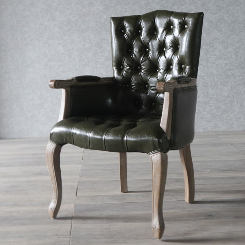 Glam Wood Dining Room Chair Linen Fabric Single Dining Arm Chair for Restaurant Clearhalo ' kitchen&dining_furn' 'Dining Chairs' 'Dining Tables & Seating' 'dining_chair' 'furn' 'furn_dining_chair' 'Furniture' 'furniture_dining_chair' 'Kitchen & Dining Furniture' 'kitchen' 4096554