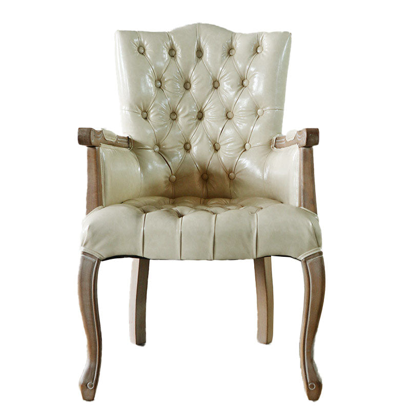 Glam Wood Dining Room Chair Linen Fabric Single Dining Arm Chair for Restaurant Beige Clearhalo ' kitchen&dining_furn' 'Dining Chairs' 'Dining Tables & Seating' 'dining_chair' 'furn' 'furn_dining_chair' 'Furniture' 'furniture_dining_chair' 'Kitchen & Dining Furniture' 'kitchen' 4096556