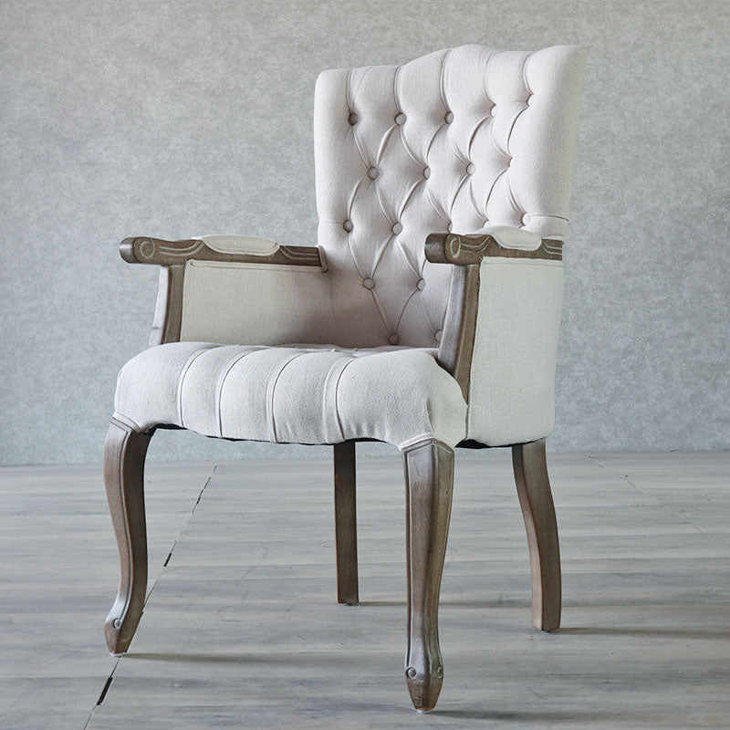 Glam Wood Dining Room Chair Linen Fabric Single Dining Arm Chair for Restaurant Clearhalo ' kitchen&dining_furn' 'Dining Chairs' 'Dining Tables & Seating' 'dining_chair' 'furn' 'furn_dining_chair' 'Furniture' 'furniture_dining_chair' 'Kitchen & Dining Furniture' 'kitchen' 4096559