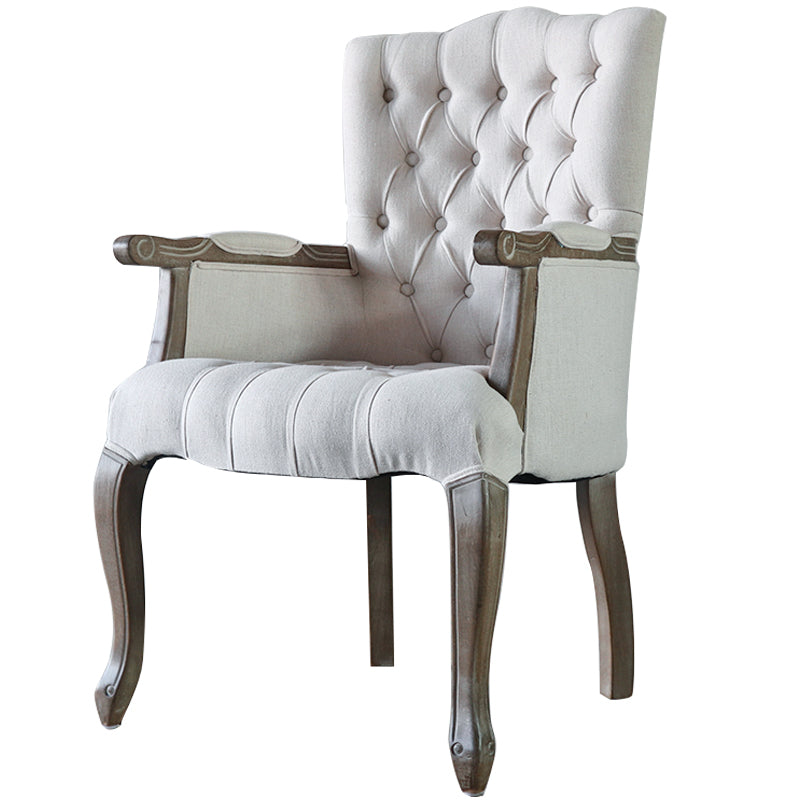 Glam Wood Dining Room Chair Linen Fabric Single Dining Arm Chair for Restaurant Clearhalo ' kitchen&dining_furn' 'Dining Chairs' 'Dining Tables & Seating' 'dining_chair' 'furn' 'furn_dining_chair' 'Furniture' 'furniture_dining_chair' 'Kitchen & Dining Furniture' 'kitchen' 4096563