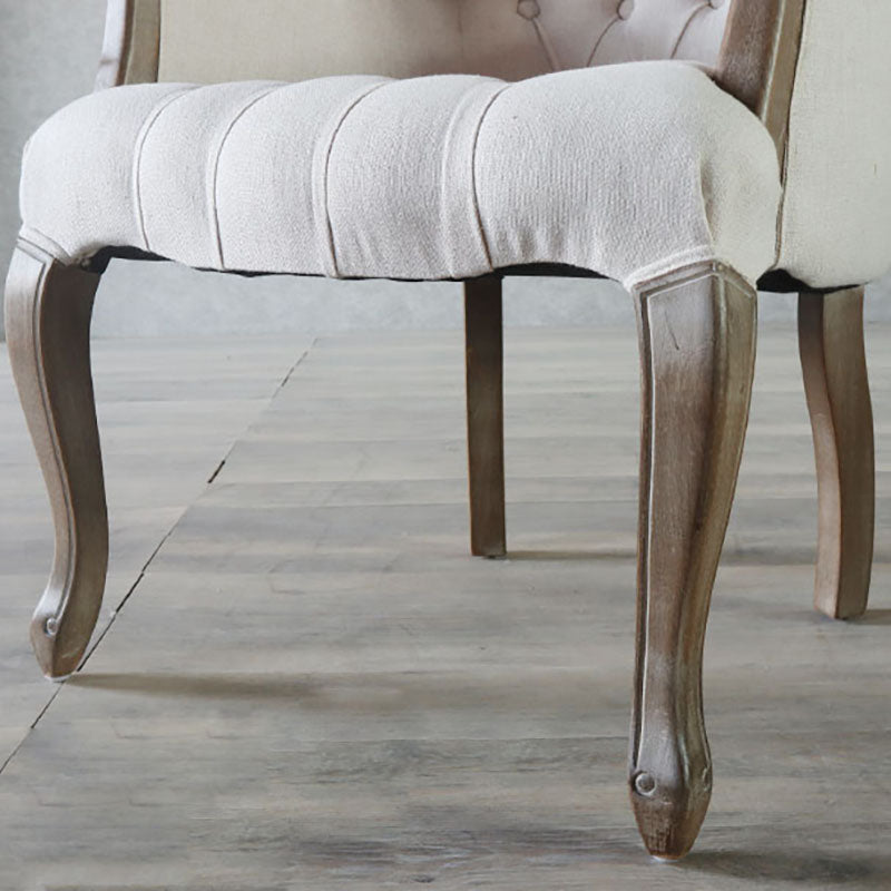 Glam Wood Dining Room Chair Linen Fabric Single Dining Arm Chair for Restaurant Clearhalo ' kitchen&dining_furn' 'Dining Chairs' 'Dining Tables & Seating' 'dining_chair' 'furn' 'furn_dining_chair' 'Furniture' 'furniture_dining_chair' 'Kitchen & Dining Furniture' 'kitchen' 4096565