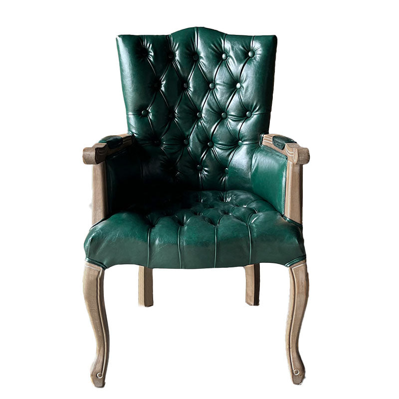 Glam Wood Dining Room Chair Linen Fabric Single Dining Arm Chair for Restaurant Blackish Green Clearhalo ' kitchen&dining_furn' 'Dining Chairs' 'Dining Tables & Seating' 'dining_chair' 'furn' 'furn_dining_chair' 'Furniture' 'furniture_dining_chair' 'Kitchen & Dining Furniture' 'kitchen' 4096566