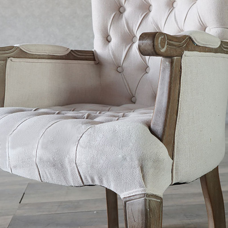 Glam Wood Dining Room Chair Linen Fabric Single Dining Arm Chair for Restaurant Clearhalo ' kitchen&dining_furn' 'Dining Chairs' 'Dining Tables & Seating' 'dining_chair' 'furn' 'furn_dining_chair' 'Furniture' 'furniture_dining_chair' 'Kitchen & Dining Furniture' 'kitchen' 4096567
