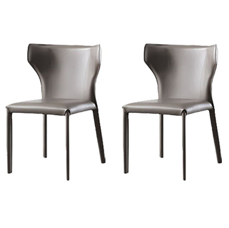 Modern Indoor-Outdoor Dining Room Chairs Wingback Parsons Armless Chair (Set of 2) Grey Clearhalo ' kitchen&dining_furn' 'Dining Chairs' 'Dining Tables & Seating' 'dining_chair' 'furn' 'furn_dining_chair' 'Furniture' 'furniture_dining_chair' 'Kitchen & Dining Furniture' 'kitchen' 4096570
