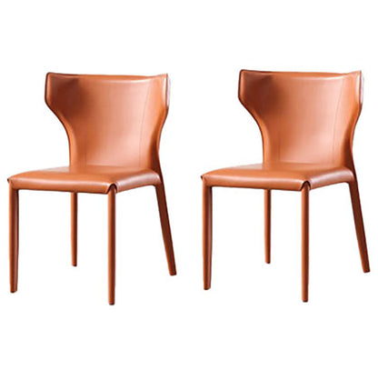 Modern Indoor-Outdoor Dining Room Chairs Wingback Parsons Armless Chair (Set of 2) Orange Clearhalo ' kitchen&dining_furn' 'Dining Chairs' 'Dining Tables & Seating' 'dining_chair' 'furn' 'furn_dining_chair' 'Furniture' 'furniture_dining_chair' 'Kitchen & Dining Furniture' 'kitchen' 4096571