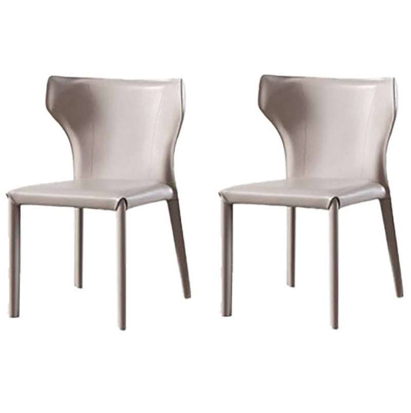 Modern Indoor-Outdoor Dining Room Chairs Wingback Parsons Armless Chair (Set of 2) Light Khaki Clearhalo ' kitchen&dining_furn' 'Dining Chairs' 'Dining Tables & Seating' 'dining_chair' 'furn' 'furn_dining_chair' 'Furniture' 'furniture_dining_chair' 'Kitchen & Dining Furniture' 'kitchen' 4096573