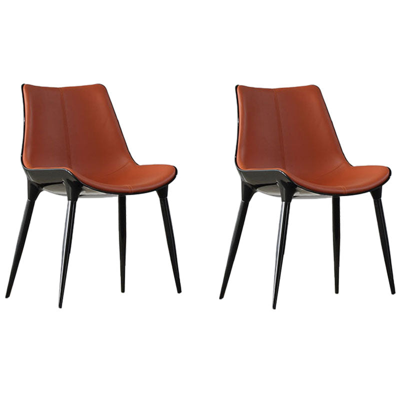 Contemporary Style Metal Dining Chair Dining Armless Side Chairs for Kitchen (Set of 2) Red Clearhalo ' kitchen&dining_furn' 'Dining Chairs' 'Dining Tables & Seating' 'dining_chair' 'furn' 'furn_dining_chair' 'Furniture' 'furniture_dining_chair' 'Kitchen & Dining Furniture' 'kitchen' 4096588