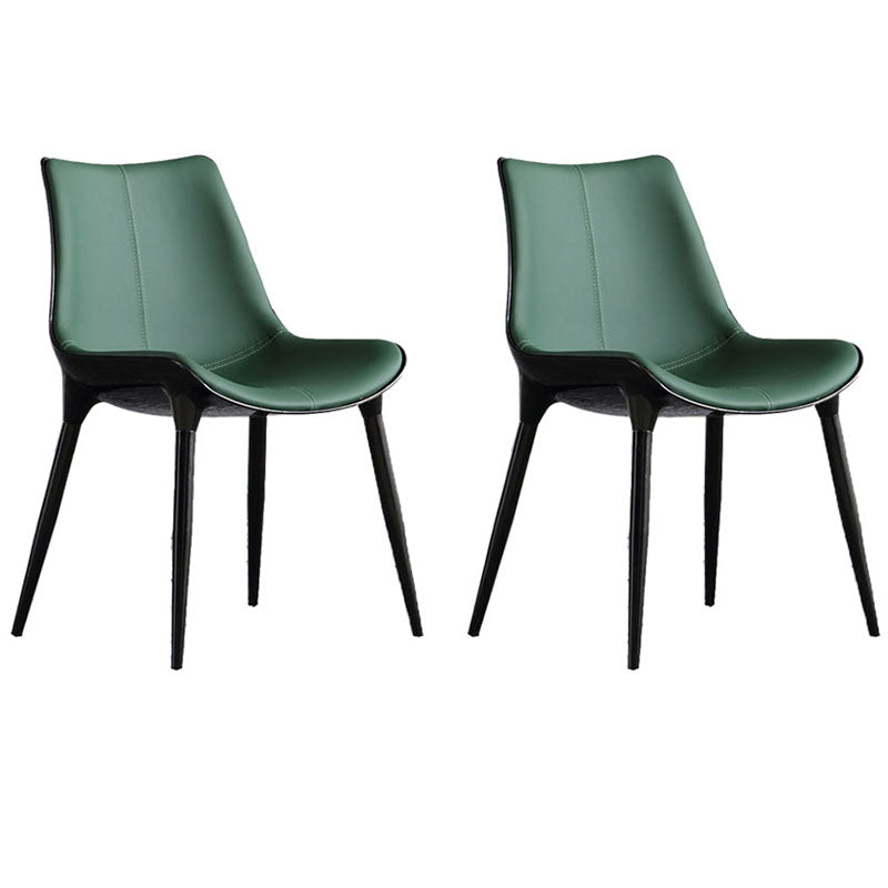 Contemporary Style Metal Dining Chair Dining Armless Side Chairs for Kitchen (Set of 2) Blackish Green Clearhalo ' kitchen&dining_furn' 'Dining Chairs' 'Dining Tables & Seating' 'dining_chair' 'furn' 'furn_dining_chair' 'Furniture' 'furniture_dining_chair' 'Kitchen & Dining Furniture' 'kitchen' 4096589