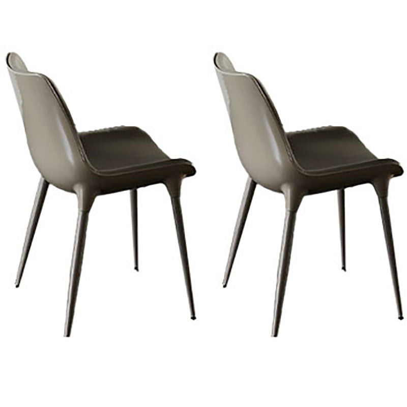 Contemporary Style Metal Dining Chair Dining Armless Side Chairs for Kitchen (Set of 2) Light Gray Clearhalo ' kitchen&dining_furn' 'Dining Chairs' 'Dining Tables & Seating' 'dining_chair' 'furn' 'furn_dining_chair' 'Furniture' 'furniture_dining_chair' 'Kitchen & Dining Furniture' 'kitchen' 4096593