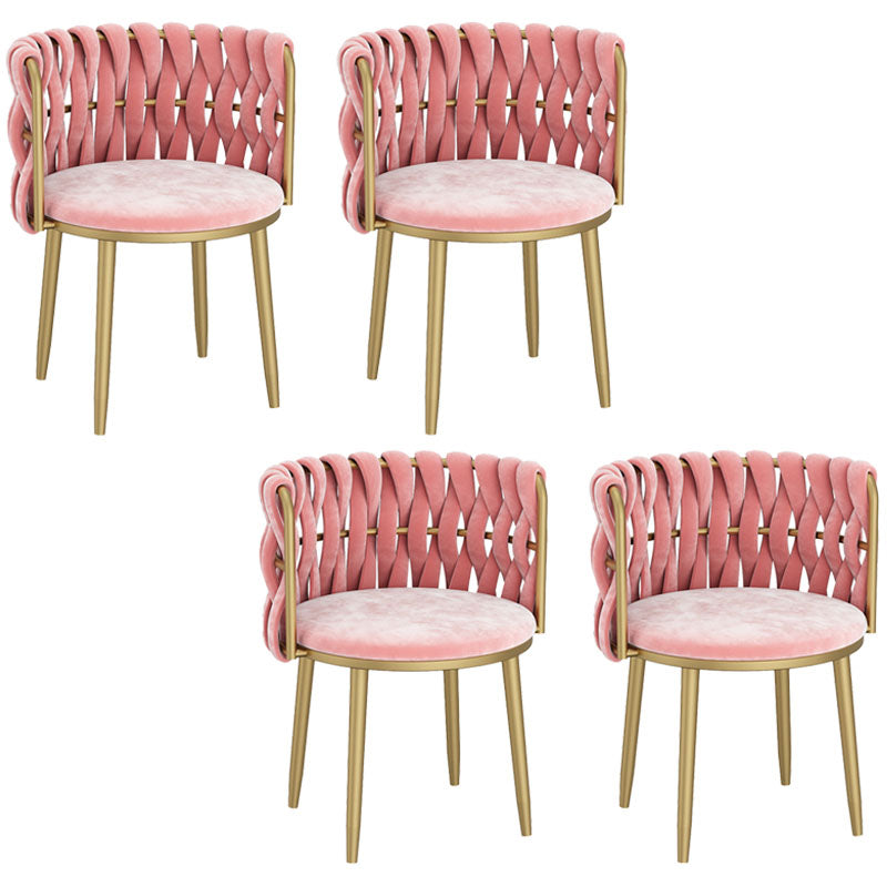 Nordic Metal Dining Room Chairs Velvet Armless Dining Chairs for Restaurant Pink 4 Piece Set Clearhalo ' kitchen&dining_furn' 'Dining Chairs' 'Dining Tables & Seating' 'dining_chair' 'furn' 'furn_dining_chair' 'Furniture' 'furniture_dining_chair' 'Kitchen & Dining Furniture' 'kitchen' 4096613