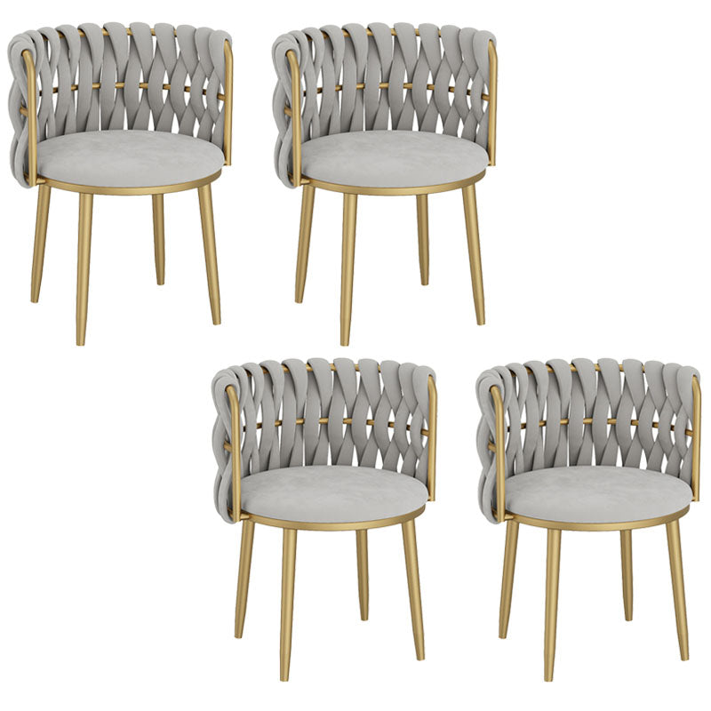 Nordic Metal Dining Room Chairs Velvet Armless Dining Chairs for Restaurant Light Gray 4 Piece Set Clearhalo ' kitchen&dining_furn' 'Dining Chairs' 'Dining Tables & Seating' 'dining_chair' 'furn' 'furn_dining_chair' 'Furniture' 'furniture_dining_chair' 'Kitchen & Dining Furniture' 'kitchen' 4096627