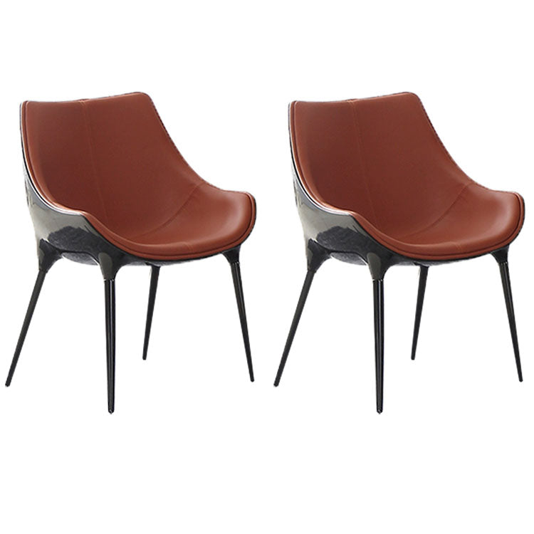 Contemporary Style Metal Dining Chair Dining Arm Side Chairs for Kitchen (Set of 2) Red Clearhalo ' kitchen&dining_furn' 'Dining Chairs' 'Dining Tables & Seating' 'dining_chair' 'furn' 'furn_dining_chair' 'Furniture' 'furniture_dining_chair' 'Kitchen & Dining Furniture' 'kitchen' 4096630