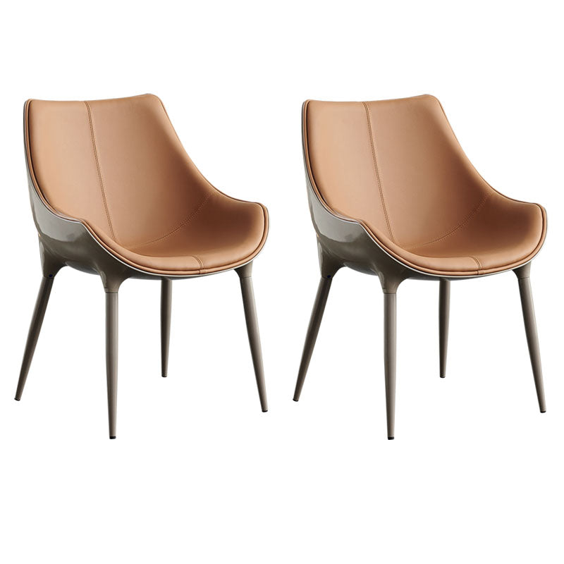 Contemporary Style Metal Dining Chair Dining Arm Side Chairs for Kitchen (Set of 2) Brown Clearhalo ' kitchen&dining_furn' 'Dining Chairs' 'Dining Tables & Seating' 'dining_chair' 'furn' 'furn_dining_chair' 'Furniture' 'furniture_dining_chair' 'Kitchen & Dining Furniture' 'kitchen' 4096631