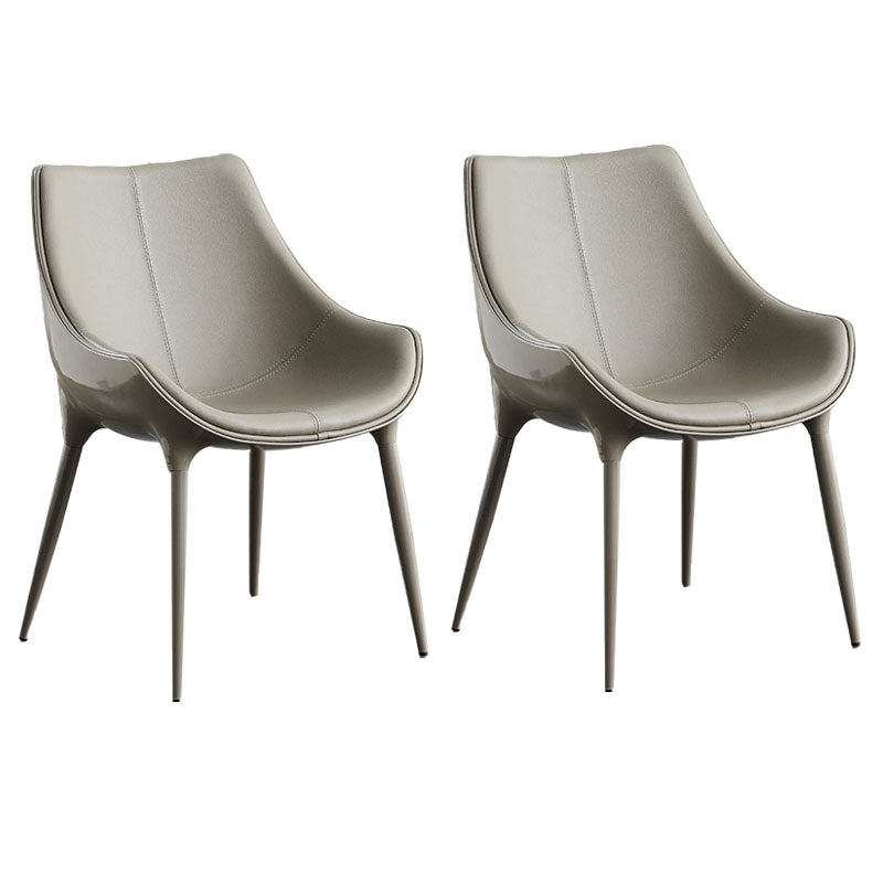 Contemporary Style Metal Dining Chair Dining Arm Side Chairs for Kitchen (Set of 2) Grey Clearhalo ' kitchen&dining_furn' 'Dining Chairs' 'Dining Tables & Seating' 'dining_chair' 'furn' 'furn_dining_chair' 'Furniture' 'furniture_dining_chair' 'Kitchen & Dining Furniture' 'kitchen' 4096633