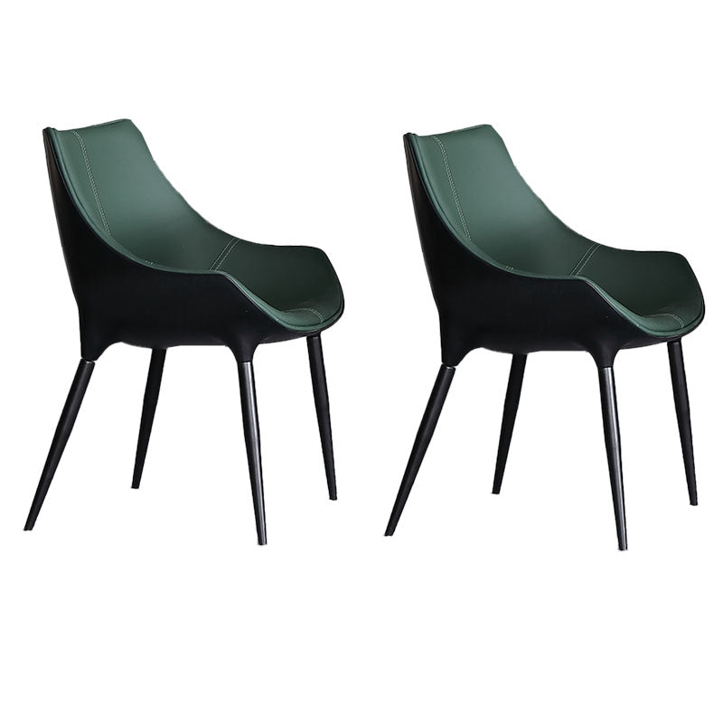 Contemporary Style Metal Dining Chair Dining Arm Side Chairs for Kitchen (Set of 2) Blackish Green Clearhalo ' kitchen&dining_furn' 'Dining Chairs' 'Dining Tables & Seating' 'dining_chair' 'furn' 'furn_dining_chair' 'Furniture' 'furniture_dining_chair' 'Kitchen & Dining Furniture' 'kitchen' 4096635