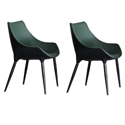 Contemporary Style Metal Dining Chair Dining Arm Side Chairs for Kitchen (Set of 2) Blackish Green Clearhalo ' kitchen&dining_furn' 'Dining Chairs' 'Dining Tables & Seating' 'dining_chair' 'furn' 'furn_dining_chair' 'Furniture' 'furniture_dining_chair' 'Kitchen & Dining Furniture' 'kitchen' 4096635