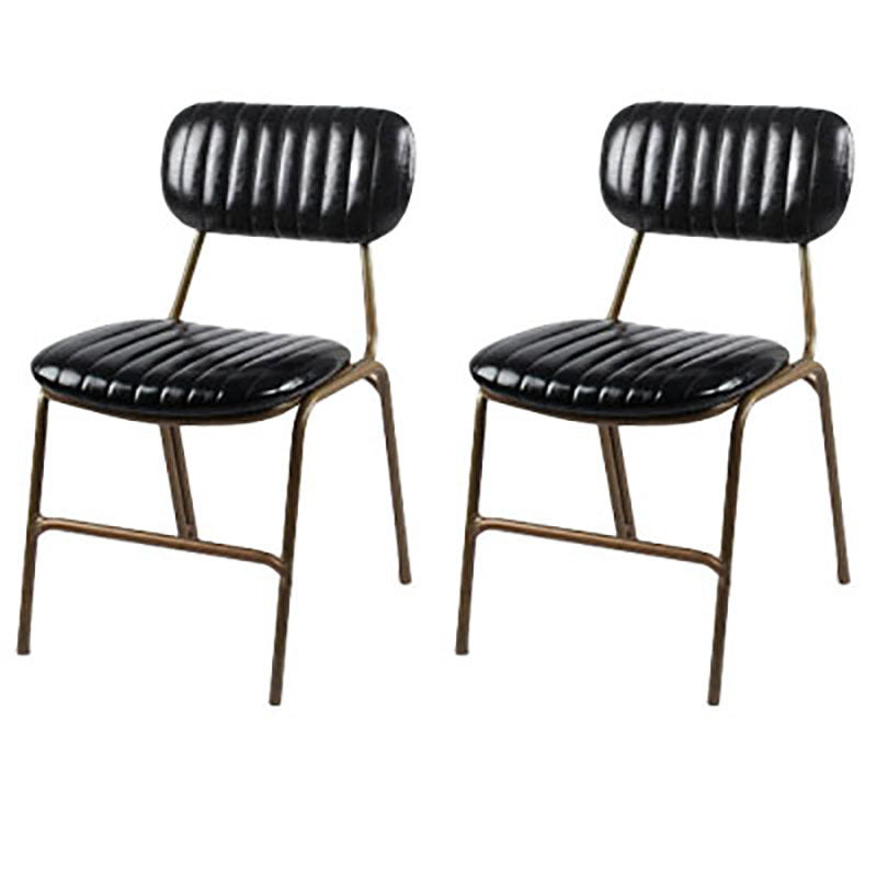 Industrial Metal Dining Room Chairs Open Back Dining Side Armless Dining Chairs (Set of 2) Black Clearhalo ' kitchen&dining_furn' 'Dining Chairs' 'Dining Tables & Seating' 'dining_chair' 'furn' 'furn_dining_chair' 'Furniture' 'furniture_dining_chair' 'Kitchen & Dining Furniture' 'kitchen' 4096645