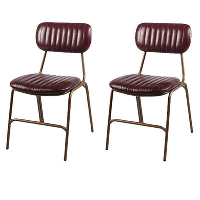Industrial Metal Dining Room Chairs Open Back Dining Side Armless Dining Chairs (Set of 2) Burgundy Clearhalo ' kitchen&dining_furn' 'Dining Chairs' 'Dining Tables & Seating' 'dining_chair' 'furn' 'furn_dining_chair' 'Furniture' 'furniture_dining_chair' 'Kitchen & Dining Furniture' 'kitchen' 4096650