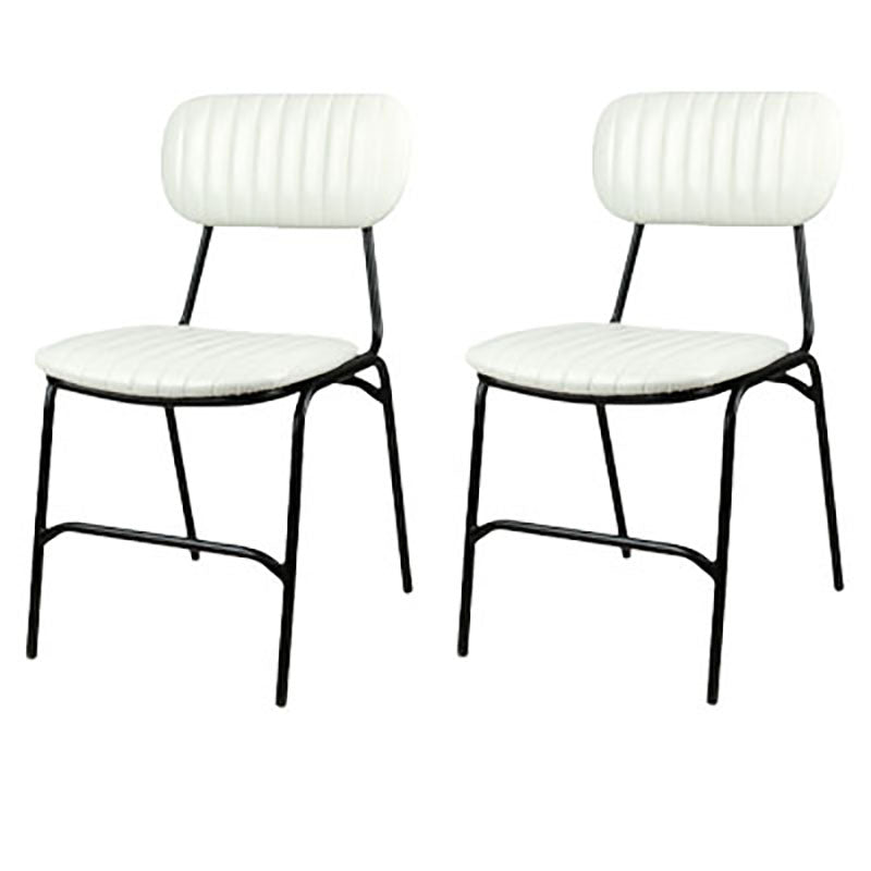 Industrial Metal Dining Room Chairs Open Back Dining Side Armless Dining Chairs (Set of 2) White-Black Clearhalo ' kitchen&dining_furn' 'Dining Chairs' 'Dining Tables & Seating' 'dining_chair' 'furn' 'furn_dining_chair' 'Furniture' 'furniture_dining_chair' 'Kitchen & Dining Furniture' 'kitchen' 4096656