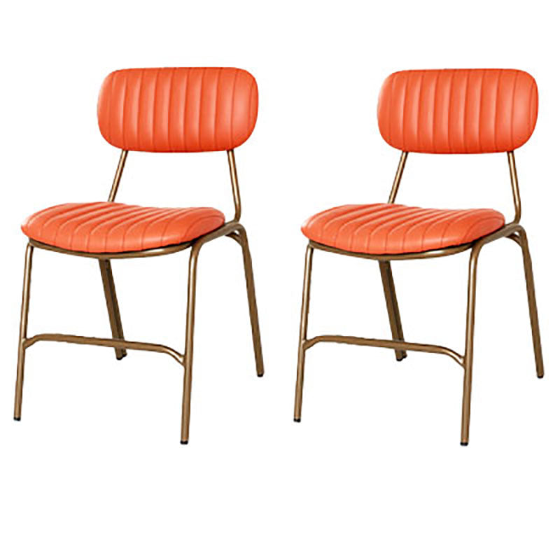 Industrial Metal Dining Room Chairs Open Back Dining Side Armless Dining Chairs (Set of 2) Orange Clearhalo ' kitchen&dining_furn' 'Dining Chairs' 'Dining Tables & Seating' 'dining_chair' 'furn' 'furn_dining_chair' 'Furniture' 'furniture_dining_chair' 'Kitchen & Dining Furniture' 'kitchen' 4096660