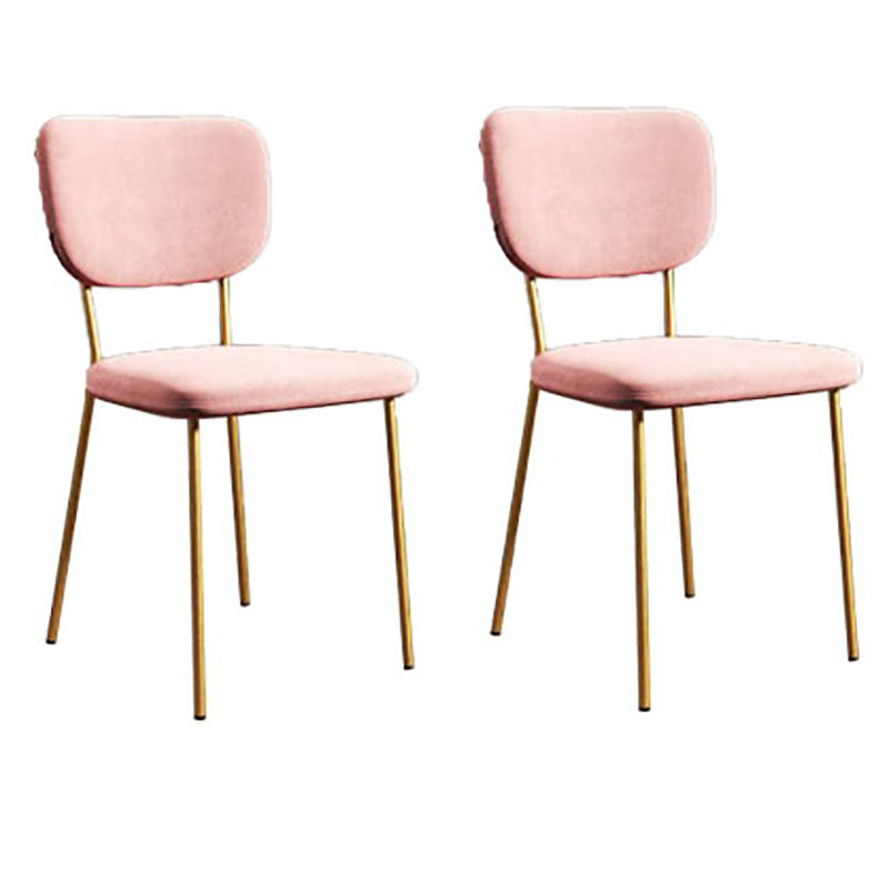 Nordic Metal Dining Room Chairs Open Back Dining Side Armless Chair for Restaurant (Set of 2) Pink Clearhalo ' kitchen&dining_furn' 'Dining Chairs' 'Dining Tables & Seating' 'dining_chair' 'furn' 'furn_dining_chair' 'Furniture' 'furniture_dining_chair' 'Kitchen & Dining Furniture' 'kitchen' 4096681