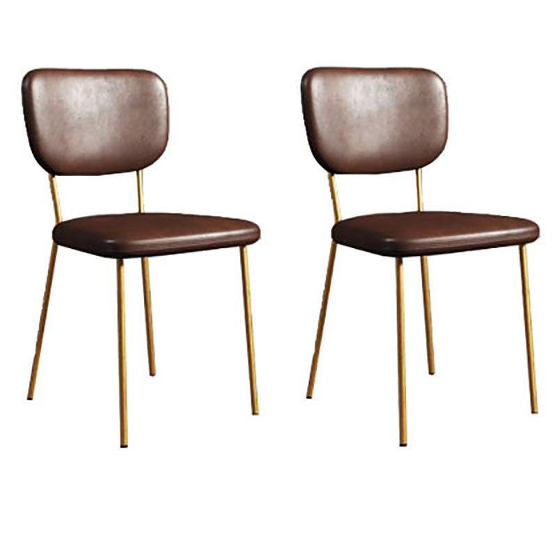 Nordic Metal Dining Room Chairs Open Back Dining Side Armless Chair for Restaurant (Set of 2) Brown Clearhalo ' kitchen&dining_furn' 'Dining Chairs' 'Dining Tables & Seating' 'dining_chair' 'furn' 'furn_dining_chair' 'Furniture' 'furniture_dining_chair' 'Kitchen & Dining Furniture' 'kitchen' 4096688