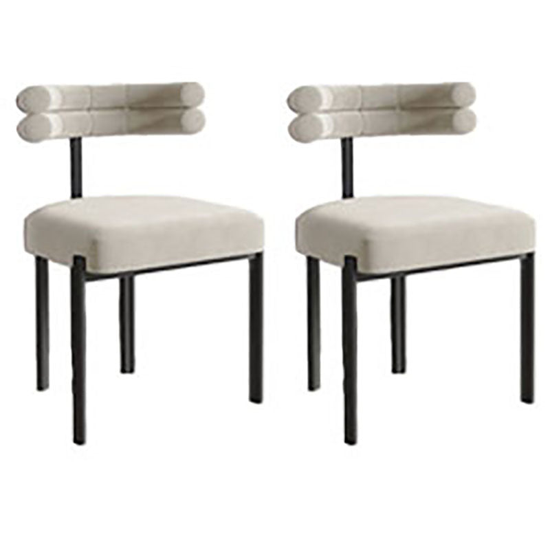 Designer Style Velvet Cafe Side Chair Cool Colors Open Dining Chair (Set of 2) Off-White Clearhalo ' kitchen&dining_furn' 'Dining Chairs' 'Dining Tables & Seating' 'dining_chair' 'furn' 'furn_dining_chair' 'Furniture' 'furniture_dining_chair' 'Kitchen & Dining Furniture' 'kitchen' 4096698