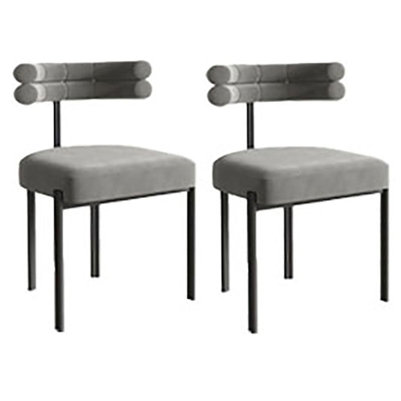 Designer Style Velvet Cafe Side Chair Cool Colors Open Dining Chair (Set of 2) Grey Clearhalo ' kitchen&dining_furn' 'Dining Chairs' 'Dining Tables & Seating' 'dining_chair' 'furn' 'furn_dining_chair' 'Furniture' 'furniture_dining_chair' 'Kitchen & Dining Furniture' 'kitchen' 4096701