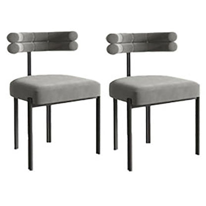 Designer Style Velvet Cafe Side Chair Cool Colors Open Dining Chair (Set of 2) Grey Clearhalo ' kitchen&dining_furn' 'Dining Chairs' 'Dining Tables & Seating' 'dining_chair' 'furn' 'furn_dining_chair' 'Furniture' 'furniture_dining_chair' 'Kitchen & Dining Furniture' 'kitchen' 4096701