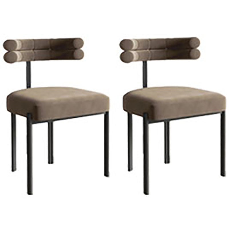 Designer Style Velvet Cafe Side Chair Cool Colors Open Dining Chair (Set of 2) Khaki Clearhalo ' kitchen&dining_furn' 'Dining Chairs' 'Dining Tables & Seating' 'dining_chair' 'furn' 'furn_dining_chair' 'Furniture' 'furniture_dining_chair' 'Kitchen & Dining Furniture' 'kitchen' 4096703