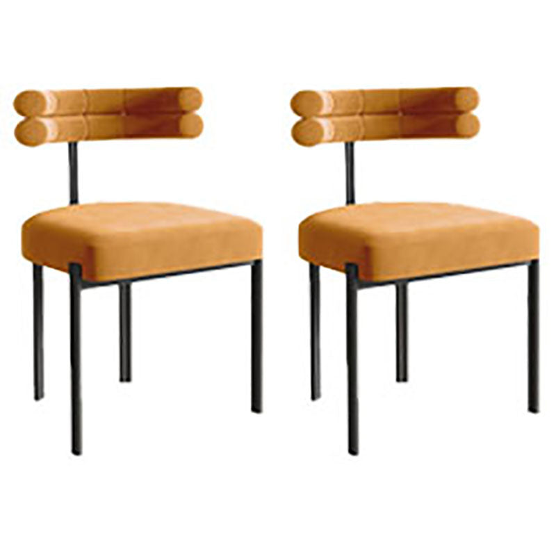 Designer Style Velvet Cafe Side Chair Cool Colors Open Dining Chair (Set of 2) Orange Clearhalo ' kitchen&dining_furn' 'Dining Chairs' 'Dining Tables & Seating' 'dining_chair' 'furn' 'furn_dining_chair' 'Furniture' 'furniture_dining_chair' 'Kitchen & Dining Furniture' 'kitchen' 4096705