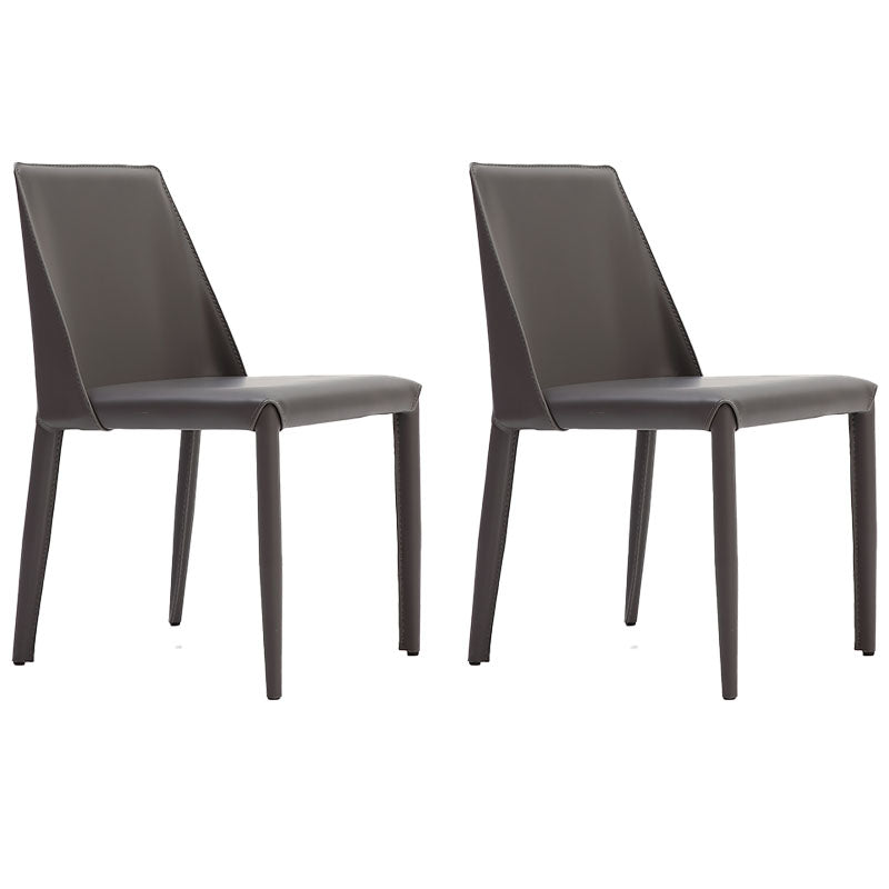 Saddle Leather Designer Style Home Side Chair Parsons Matte Finish Dining Chair (Set of 2) Grey Clearhalo ' kitchen&dining_furn' 'Dining Chairs' 'Dining Tables & Seating' 'dining_chair' 'furn' 'furn_dining_chair' 'Furniture' 'furniture_dining_chair' 'Kitchen & Dining Furniture' 'kitchen' 4096742