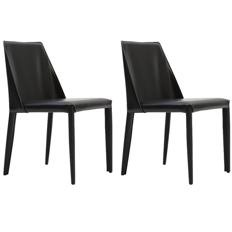 Saddle Leather Designer Style Home Side Chair Parsons Matte Finish Dining Chair (Set of 2) Black Clearhalo ' kitchen&dining_furn' 'Dining Chairs' 'Dining Tables & Seating' 'dining_chair' 'furn' 'furn_dining_chair' 'Furniture' 'furniture_dining_chair' 'Kitchen & Dining Furniture' 'kitchen' 4096746
