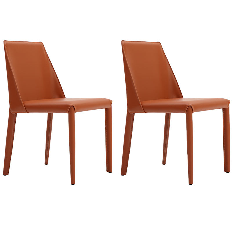 Saddle Leather Designer Style Home Side Chair Parsons Matte Finish Dining Chair (Set of 2) Orange Clearhalo ' kitchen&dining_furn' 'Dining Chairs' 'Dining Tables & Seating' 'dining_chair' 'furn' 'furn_dining_chair' 'Furniture' 'furniture_dining_chair' 'Kitchen & Dining Furniture' 'kitchen' 4096748