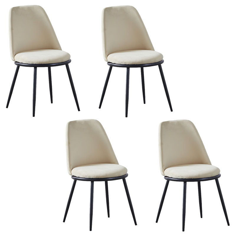Velvet Scandinavian Dining Room Side Chair Parsons Matte Finish Dining Chair Off-White 4 Piece Set Black Clearhalo ' kitchen&dining_furn' 'Dining Chairs' 'Dining Tables & Seating' 'dining_chair' 'furn' 'furn_dining_chair' 'Furniture' 'furniture_dining_chair' 'Kitchen & Dining Furniture' 'kitchen' 4096761