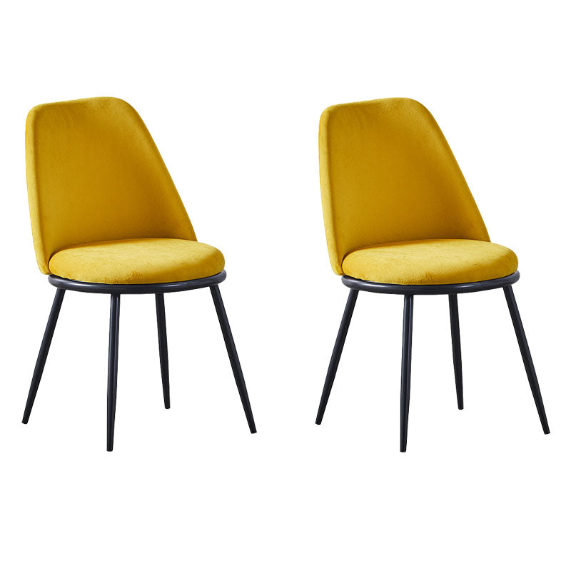 Velvet Scandinavian Dining Room Side Chair Parsons Matte Finish Dining Chair Yellow 2 Piece Set Black Clearhalo ' kitchen&dining_furn' 'Dining Chairs' 'Dining Tables & Seating' 'dining_chair' 'furn' 'furn_dining_chair' 'Furniture' 'furniture_dining_chair' 'Kitchen & Dining Furniture' 'kitchen' 4096772