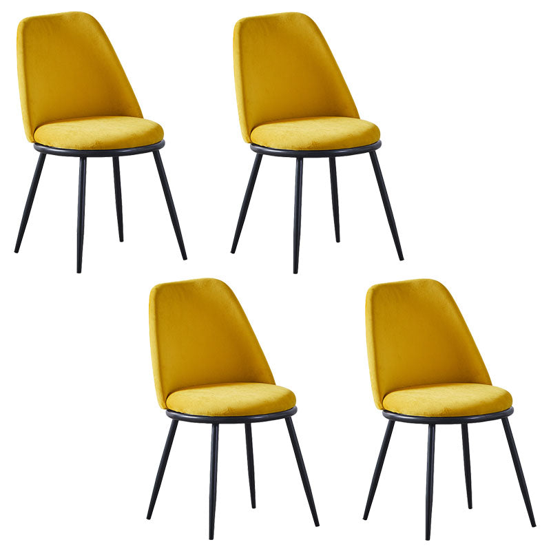 Velvet Scandinavian Dining Room Side Chair Parsons Matte Finish Dining Chair Yellow 4 Piece Set Black Clearhalo ' kitchen&dining_furn' 'Dining Chairs' 'Dining Tables & Seating' 'dining_chair' 'furn' 'furn_dining_chair' 'Furniture' 'furniture_dining_chair' 'Kitchen & Dining Furniture' 'kitchen' 4096774
