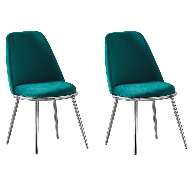 Velvet Scandinavian Dining Room Side Chair Parsons Matte Finish Dining Chair Blackish Green 2 Piece Set Silver Clearhalo ' kitchen&dining_furn' 'Dining Chairs' 'Dining Tables & Seating' 'dining_chair' 'furn' 'furn_dining_chair' 'Furniture' 'furniture_dining_chair' 'Kitchen & Dining Furniture' 'kitchen' 4096777