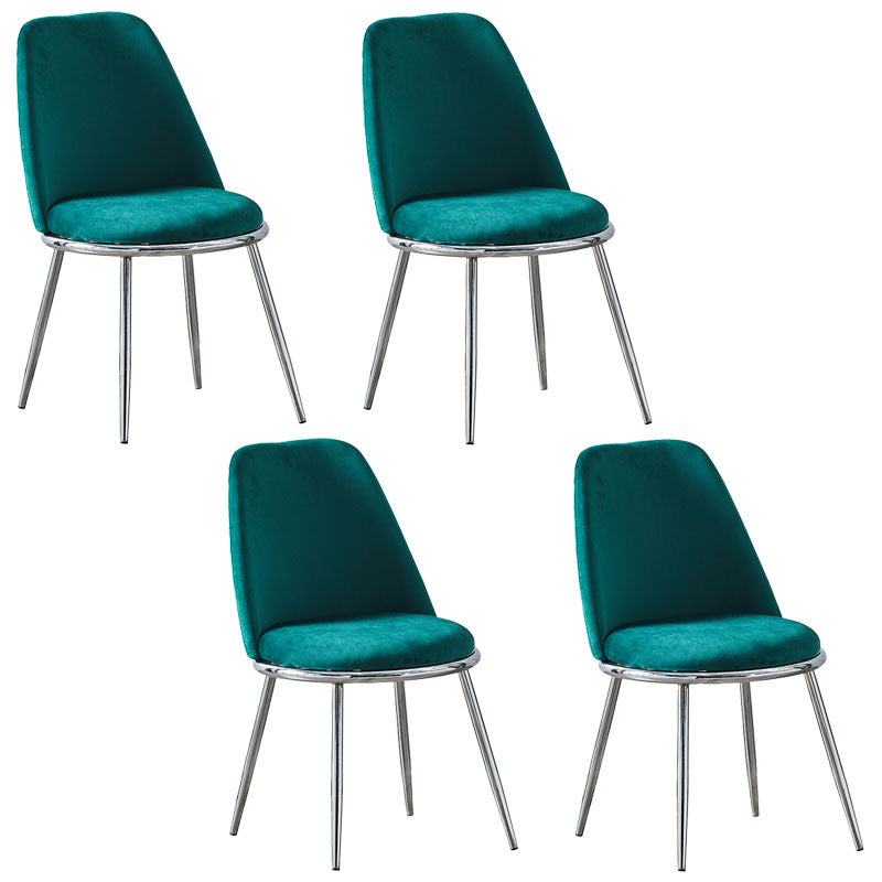 Velvet Scandinavian Dining Room Side Chair Parsons Matte Finish Dining Chair Blackish Green 4 Piece Set Silver Clearhalo ' kitchen&dining_furn' 'Dining Chairs' 'Dining Tables & Seating' 'dining_chair' 'furn' 'furn_dining_chair' 'Furniture' 'furniture_dining_chair' 'Kitchen & Dining Furniture' 'kitchen' 4096779
