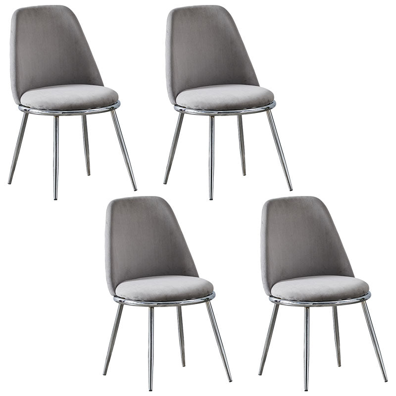 Velvet Scandinavian Dining Room Side Chair Parsons Matte Finish Dining Chair Dark Gray 4 Piece Set Silver Clearhalo ' kitchen&dining_furn' 'Dining Chairs' 'Dining Tables & Seating' 'dining_chair' 'furn' 'furn_dining_chair' 'Furniture' 'furniture_dining_chair' 'Kitchen & Dining Furniture' 'kitchen' 4096782