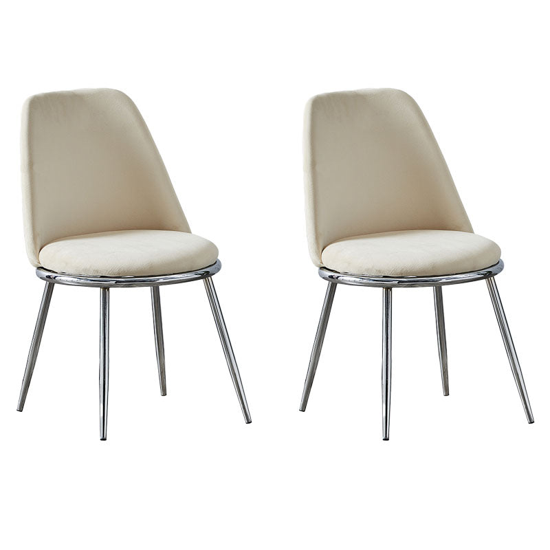 Velvet Scandinavian Dining Room Side Chair Parsons Matte Finish Dining Chair Off-White 2 Piece Set Silver Clearhalo ' kitchen&dining_furn' 'Dining Chairs' 'Dining Tables & Seating' 'dining_chair' 'furn' 'furn_dining_chair' 'Furniture' 'furniture_dining_chair' 'Kitchen & Dining Furniture' 'kitchen' 4096784