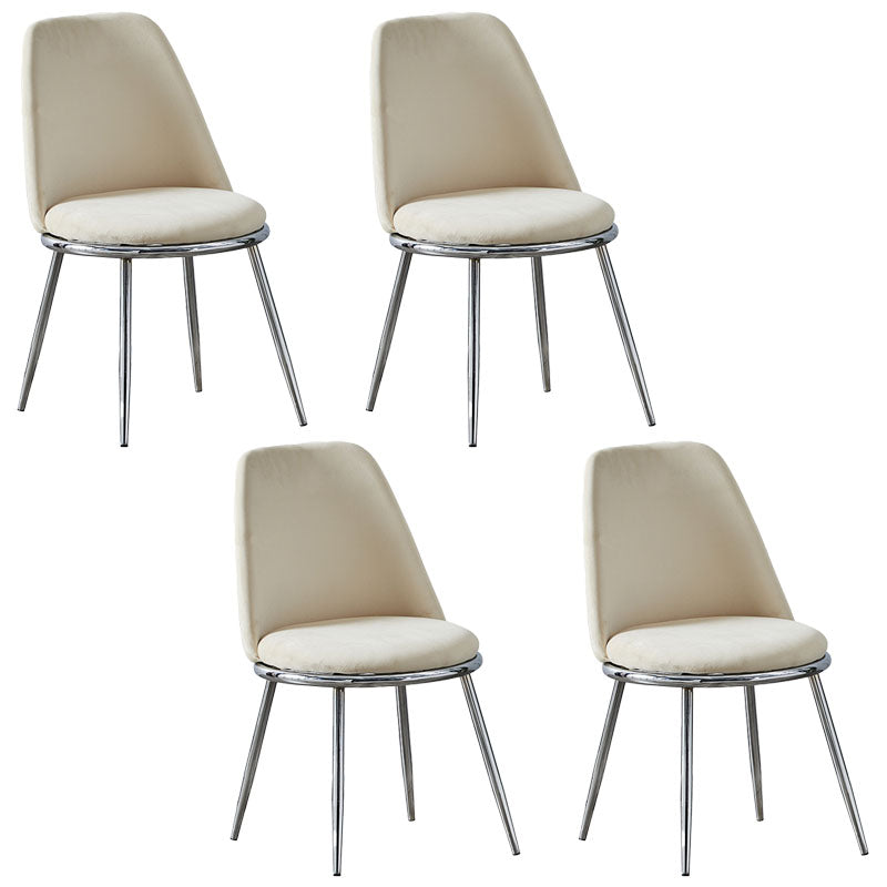Velvet Scandinavian Dining Room Side Chair Parsons Matte Finish Dining Chair Off-White 4 Piece Set Silver Clearhalo ' kitchen&dining_furn' 'Dining Chairs' 'Dining Tables & Seating' 'dining_chair' 'furn' 'furn_dining_chair' 'Furniture' 'furniture_dining_chair' 'Kitchen & Dining Furniture' 'kitchen' 4096785