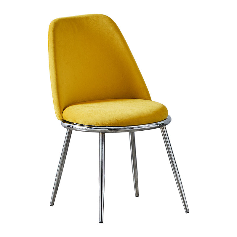 Velvet Scandinavian Dining Room Side Chair Parsons Matte Finish Dining Chair Yellow 1 Piece Silver Clearhalo ' kitchen&dining_furn' 'Dining Chairs' 'Dining Tables & Seating' 'dining_chair' 'furn' 'furn_dining_chair' 'Furniture' 'furniture_dining_chair' 'Kitchen & Dining Furniture' 'kitchen' 4096786