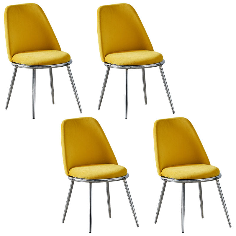 Velvet Scandinavian Dining Room Side Chair Parsons Matte Finish Dining Chair Yellow 4 Piece Set Silver Clearhalo ' kitchen&dining_furn' 'Dining Chairs' 'Dining Tables & Seating' 'dining_chair' 'furn' 'furn_dining_chair' 'Furniture' 'furniture_dining_chair' 'Kitchen & Dining Furniture' 'kitchen' 4096788