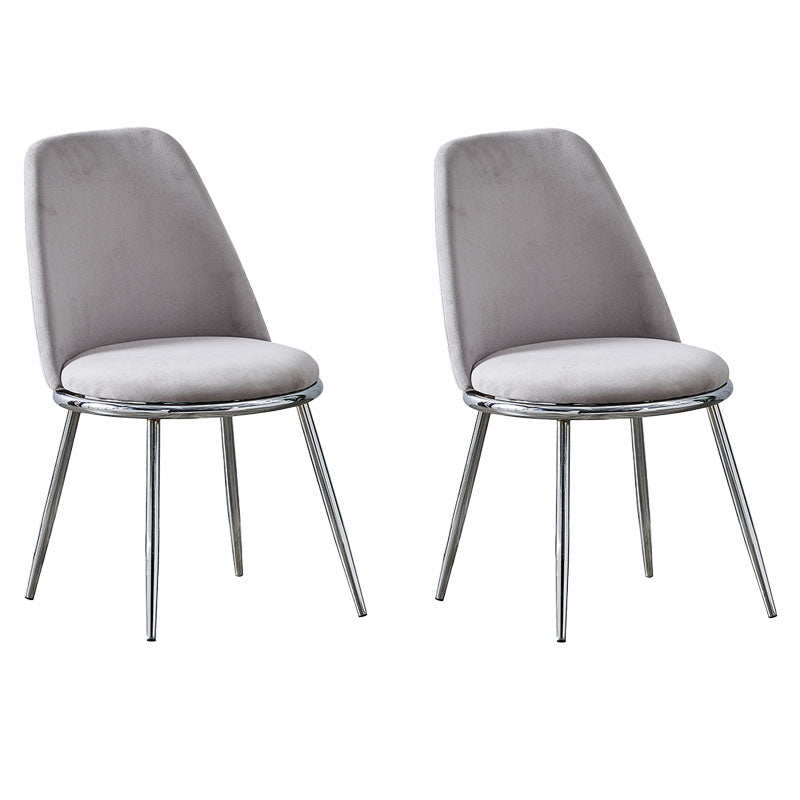 Velvet Scandinavian Dining Room Side Chair Parsons Matte Finish Dining Chair Light Gray 2 Piece Set Silver Clearhalo ' kitchen&dining_furn' 'Dining Chairs' 'Dining Tables & Seating' 'dining_chair' 'furn' 'furn_dining_chair' 'Furniture' 'furniture_dining_chair' 'Kitchen & Dining Furniture' 'kitchen' 4096793