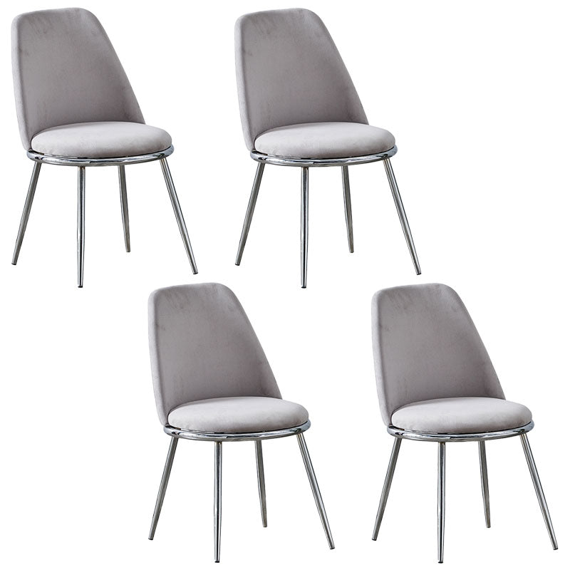 Velvet Scandinavian Dining Room Side Chair Parsons Matte Finish Dining Chair Light Gray 4 Piece Set Silver Clearhalo ' kitchen&dining_furn' 'Dining Chairs' 'Dining Tables & Seating' 'dining_chair' 'furn' 'furn_dining_chair' 'Furniture' 'furniture_dining_chair' 'Kitchen & Dining Furniture' 'kitchen' 4096794
